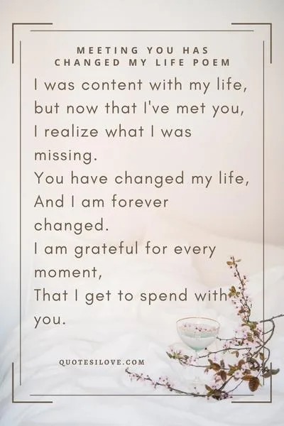 Meeting You Has Changed My Life Quotes and Poems